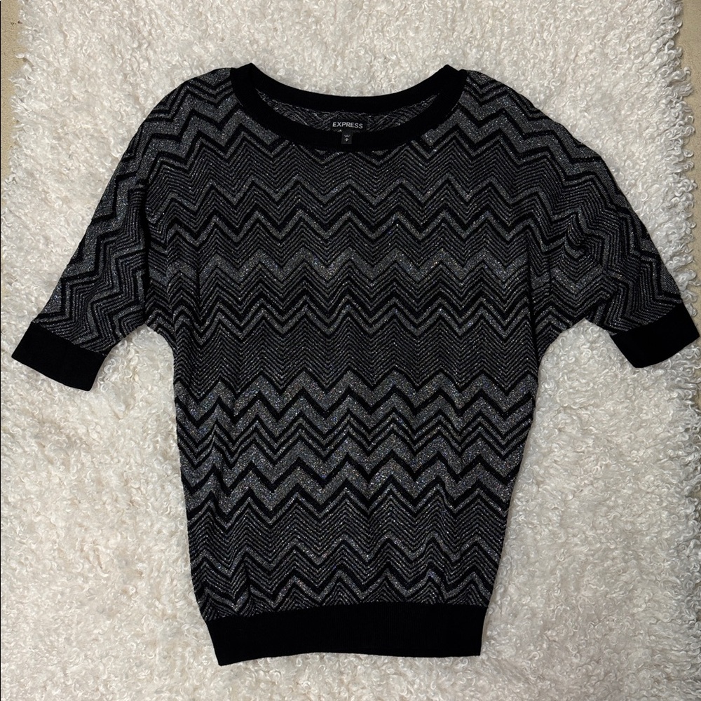 Express Black and Sparkly Silver Sweater